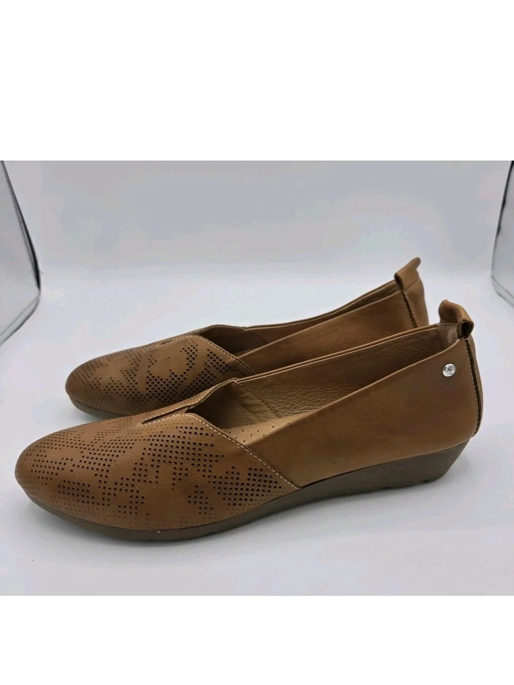 Pikolinos Aledo Ballet Flats Brandy Leather Perforated Detaling Brown Size 39 8